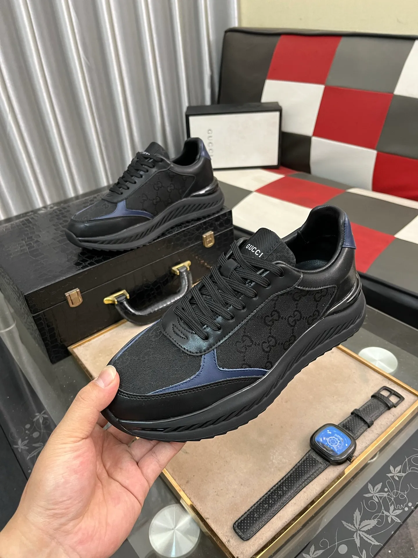 Men's shoes 💰458⌚️⌚️[GUCCI] The latest trendy men's casual shoes, the fabric is made of embossed cowhide imported from Italy, comfortable sheepskin lining + feet, the original outsole is wear-resistant and non-slip, high-level version, size: 38-444️⃣Colors available